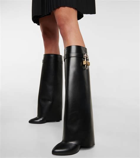 givenchy black shark lock boots|givenchy thigh high sock boots.